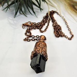 Black Tourmaline Necklace, Tourmaline Pendant, Protection Necklace, Purification Necklace, Raw Black Tourmaline Jewelry