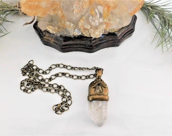 Clear Quartz Crystal Pendant, Crystal Necklace, Quartz Necklace, Healing Necklace, Crystal Amulet, Quartz Amulet, Quartz Talisman