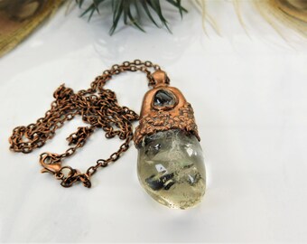 Clear Quartz Crystal Pendant, Rainbow Quartz Pendant, Rock Crystal Necklace, Crown Chakra Necklace