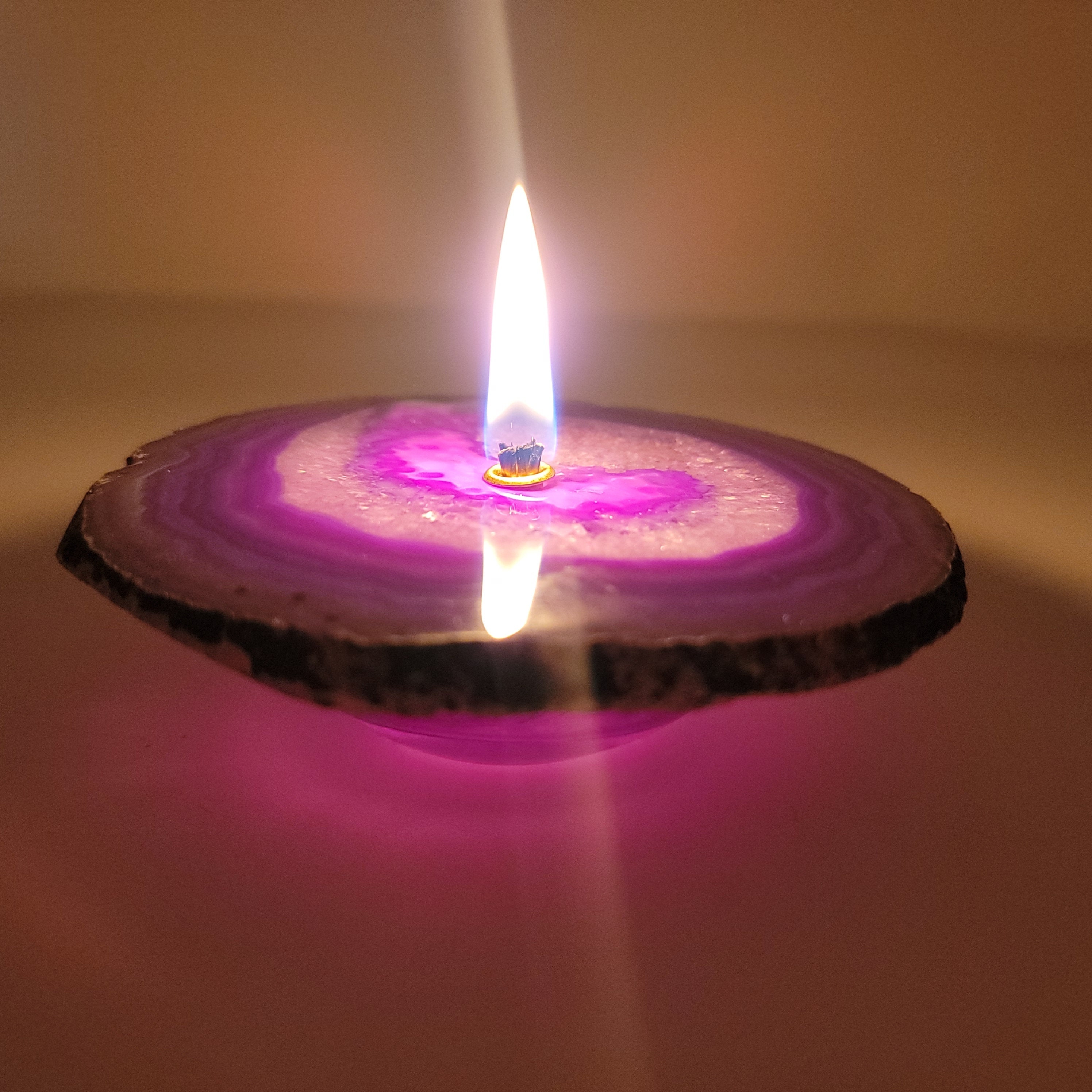 Purple Agate Rock Candle Forever Rock Candles Oil Lamp Candle Crown Chakra Oil Diffuser Geode