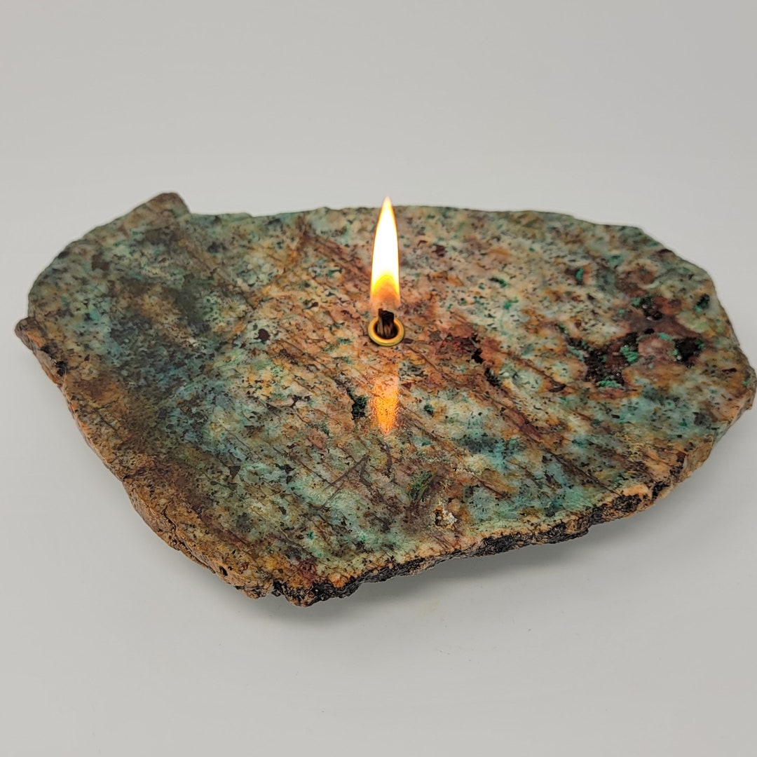 Chrysocolla Rock Candle Forever Rock Candle Oil Lamp Candle fools