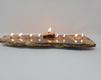 Handmade Oil Burning Menorah | Natural Stone Onyx Nine Flame Menorah | Statement Piece for your Home | Hanukah Chanukah |