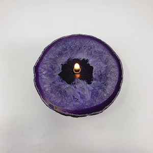 Purple Agate Rock Candle: Forever Oil Lamp, Refillable/Scented