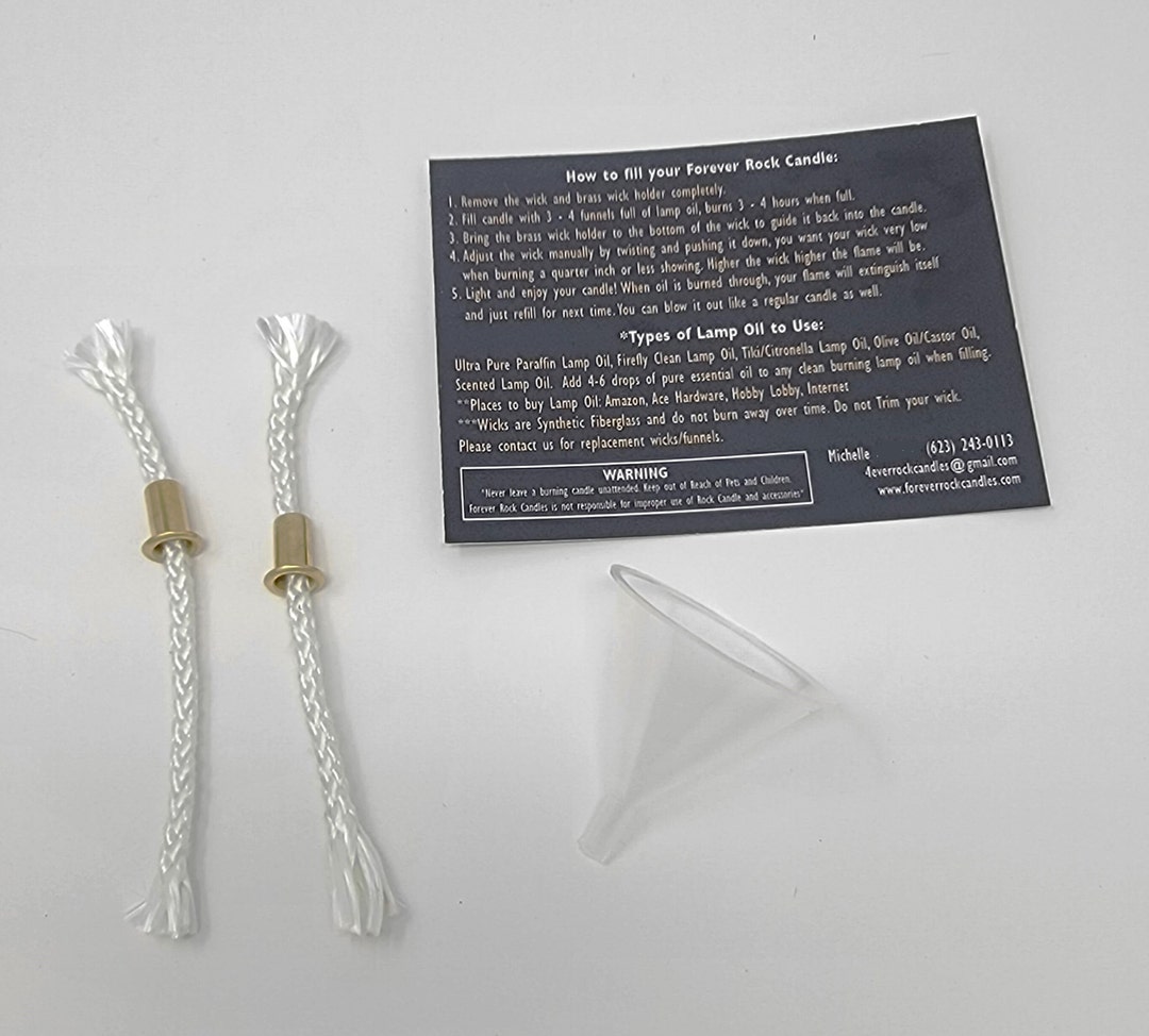 Replacement Wick, Brass Wick Holder and Filling Funnel Oil Lamp Candle