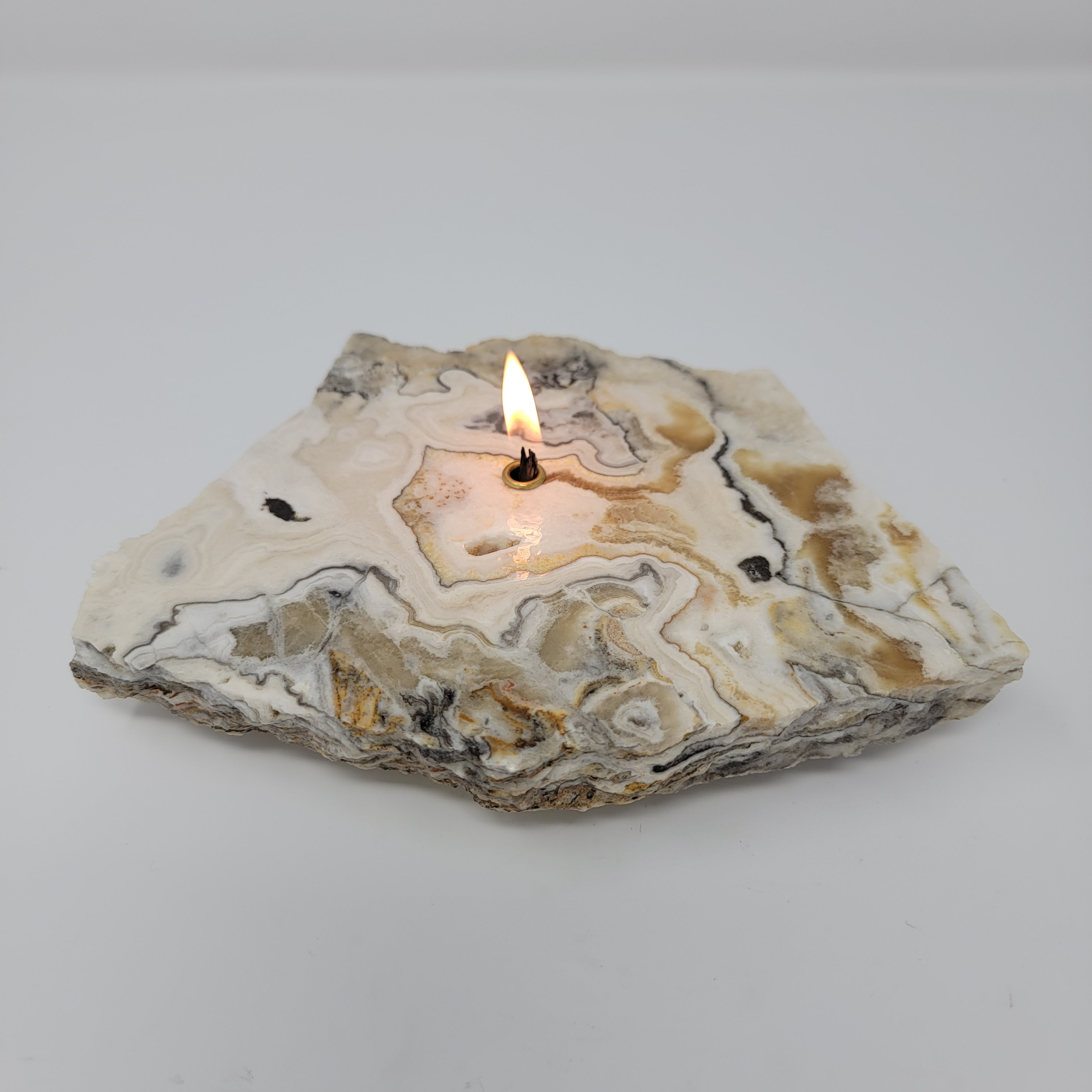 Black Onyx Rock Candle Natural Stone Rock Forever Rock Candle Oil Lamp ...