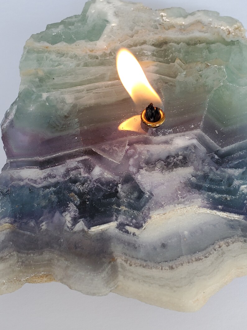 Fluorite Rock Candle Forever Rock Candle Oil Lamp Candle Etsy