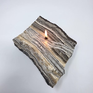 Black Onyx Rock Candle: Natural Stone Oil Lamp, Refillable/Scented
