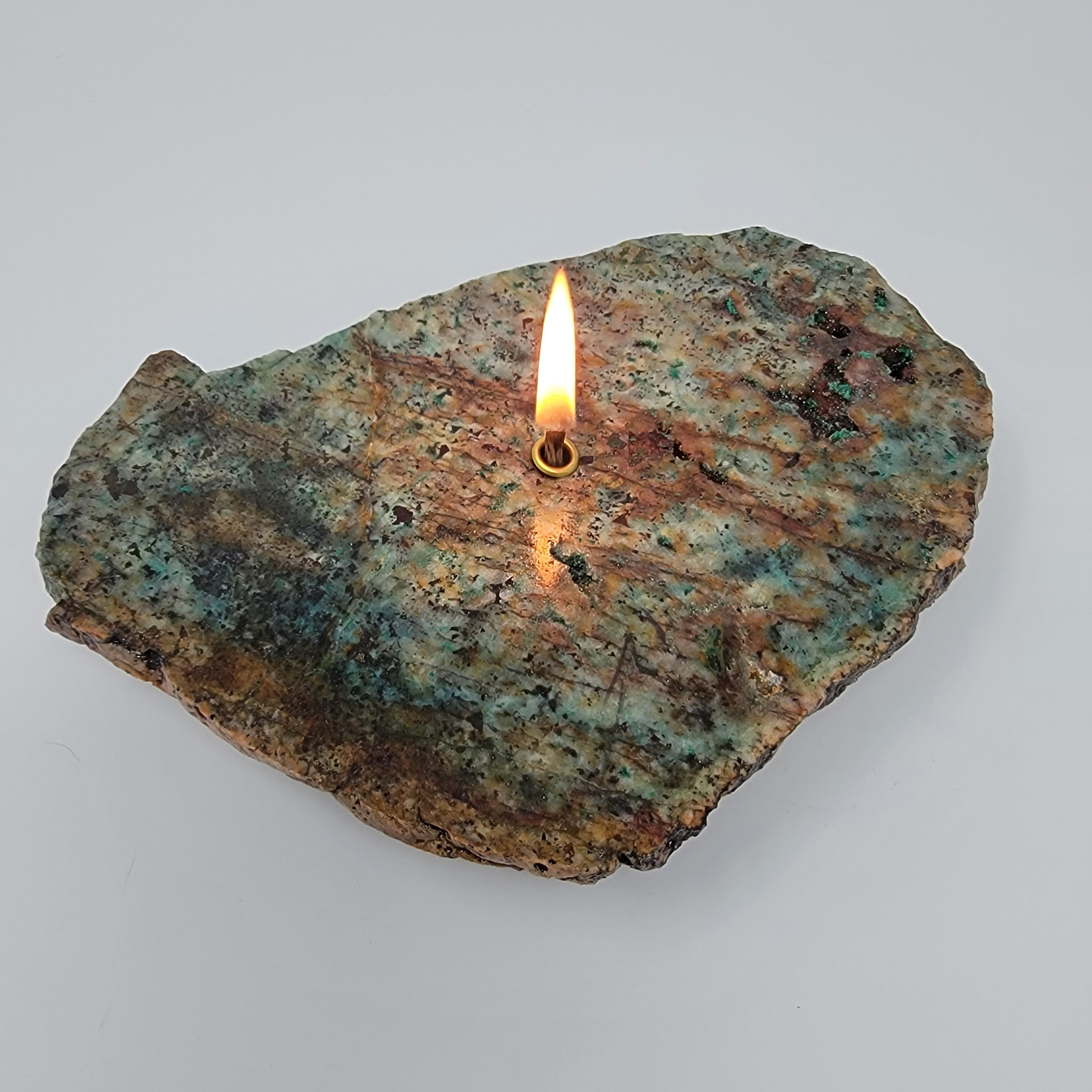 Chrysocolla Rock Candle Forever Rock Candle Oil Lamp Candle fools