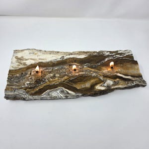 Black Onyx Rock Candle: Three-Flame Natural Stone Oil Lamp