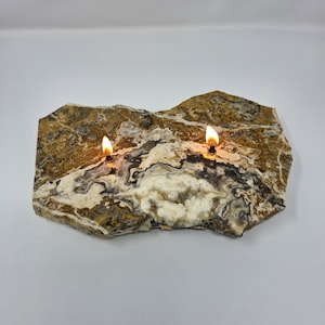 Black Onyx Rock Candle: Arizona Stone Oil Lamp, Unique Home Decor
