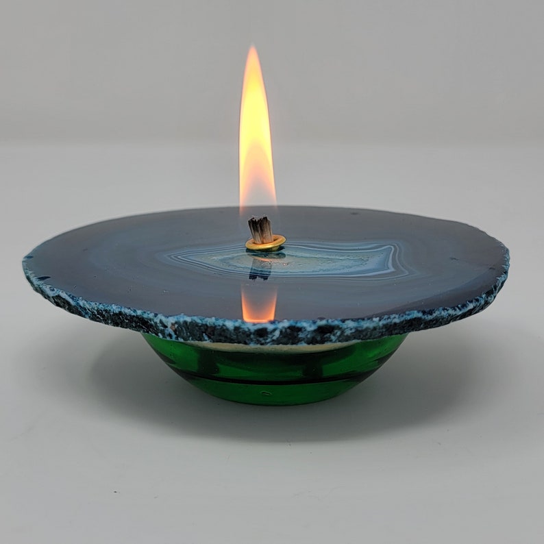Teal Turquoise Agate Rock Candle Forever Rock Candle Oil Lamp Candle