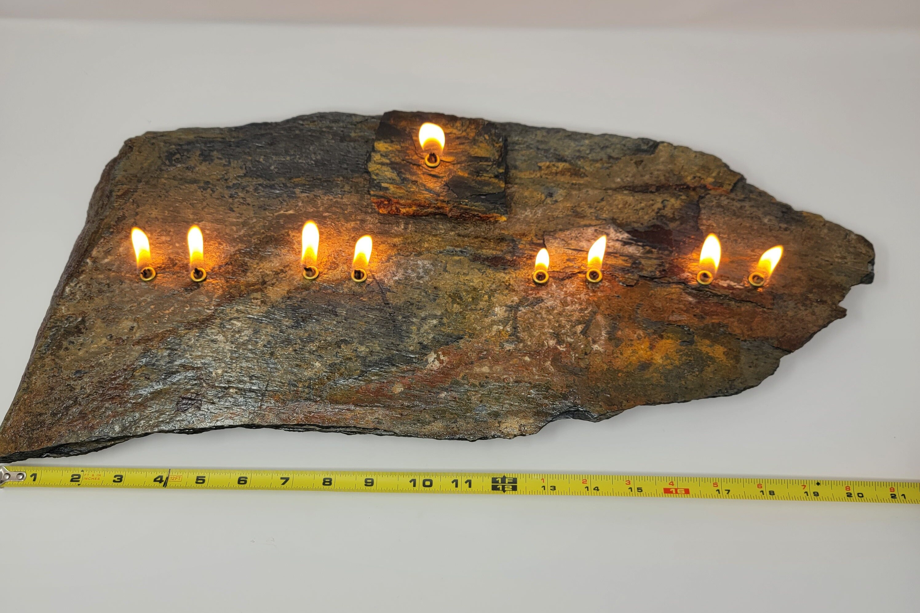 Statement Menorah Slate Stone Oil Olive Lamp Natural Etsy