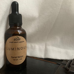 Luminous Facial Serum: Hyaluronic Acid, Rosehip Seed Oil, Organic, Apple Cider Vinegar, Moisturizer, Toner, Age-Defying, Eczema, Rosacea