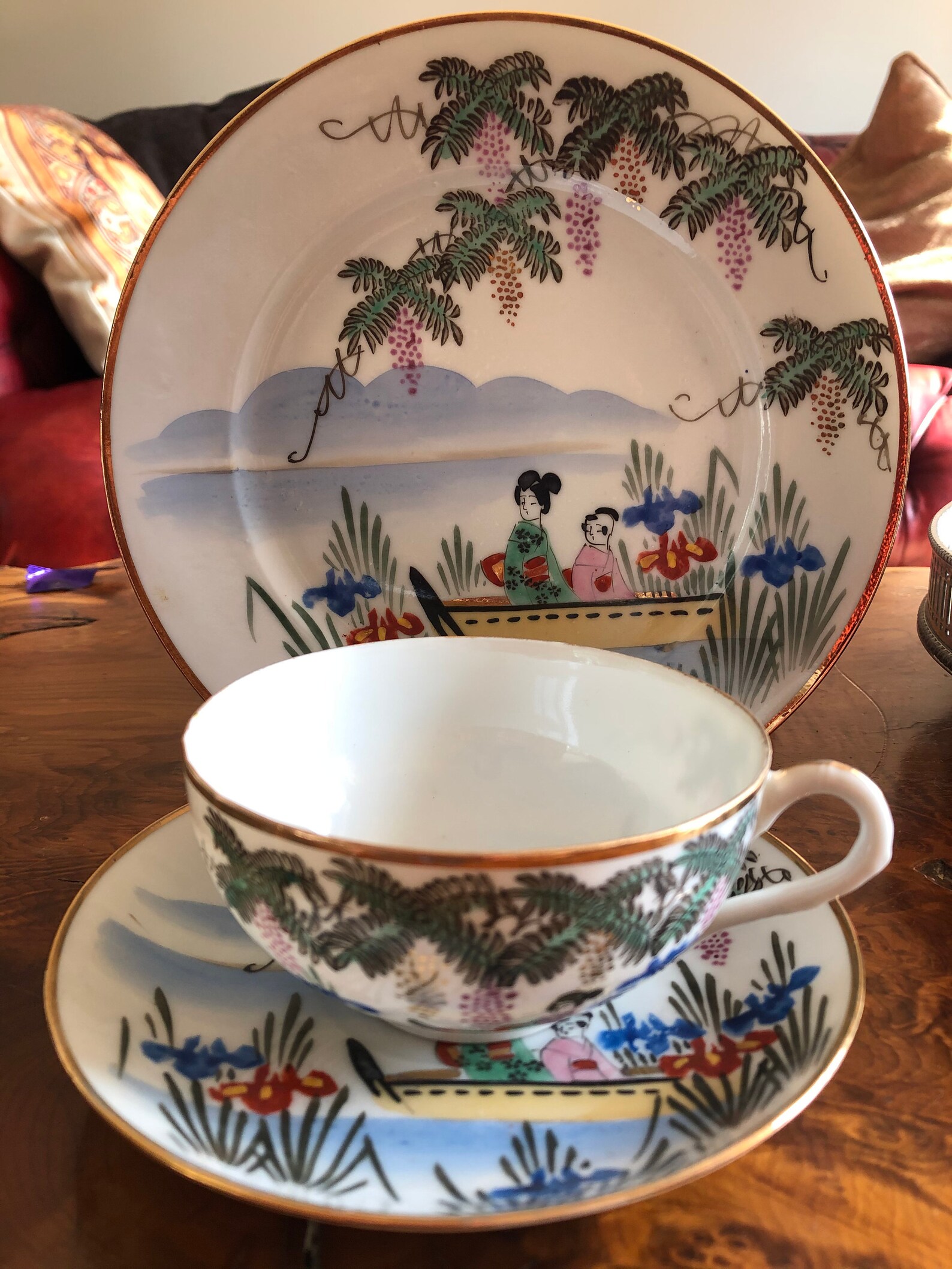 Vintage Japanese Eggshell Kutani Cup and Saucer Trio Demitasse Etsy