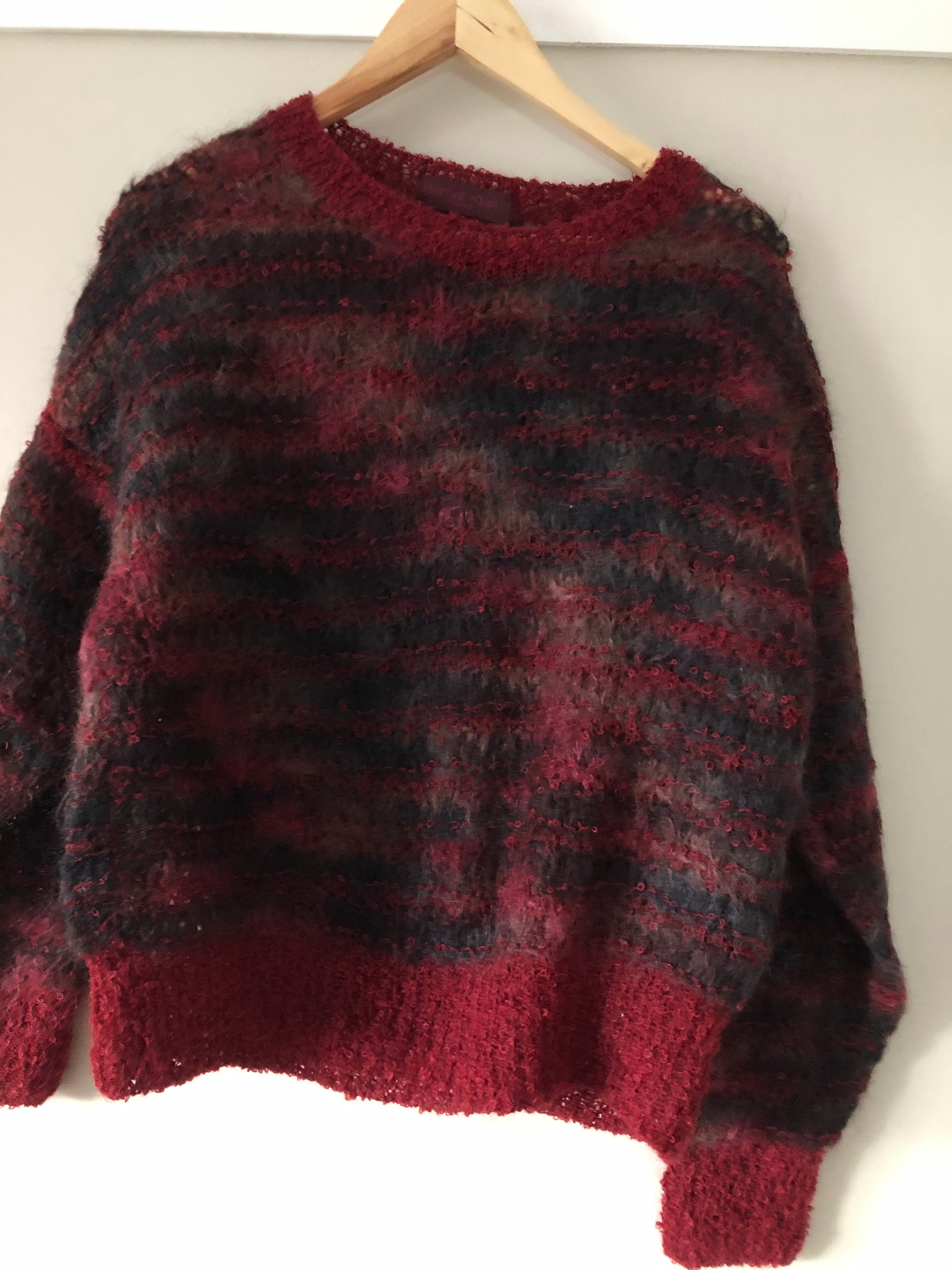 Image of Bernat Klein Designer Space Dyed Mohair Medium Wool Cardigan Women’S Sweater Jumper Size
