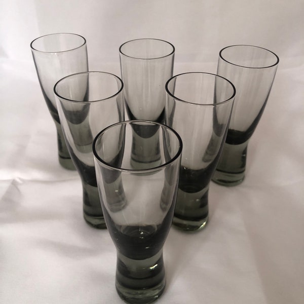 Vintage set of 6 six Holmegaard Canada shot liqueur glasses 60ml vodka smoky glass