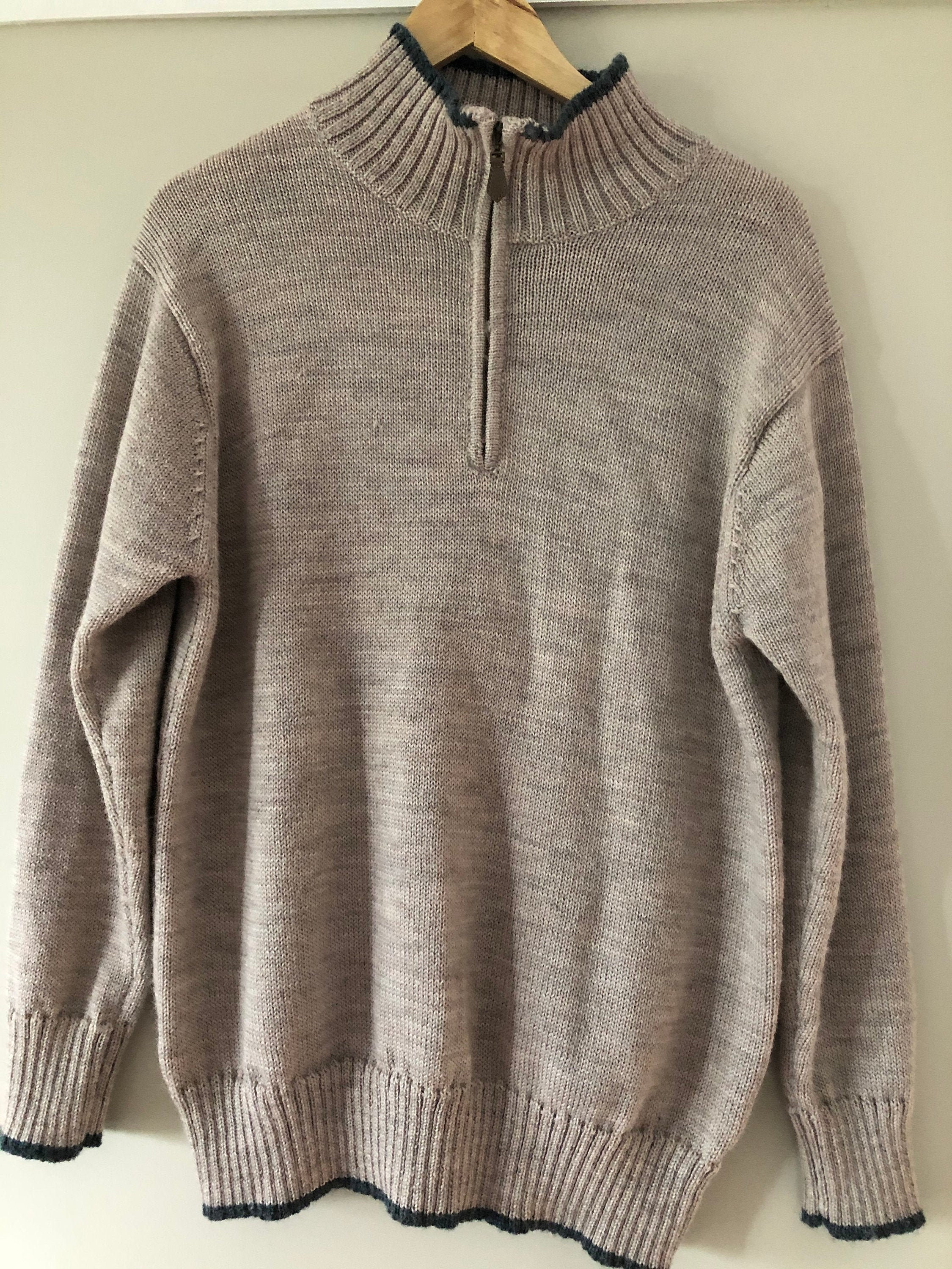 Image of Men’S 40" Pure Wool Quarter Zip Knit Traditional Sweater Jumper Medium Beige Woolovers