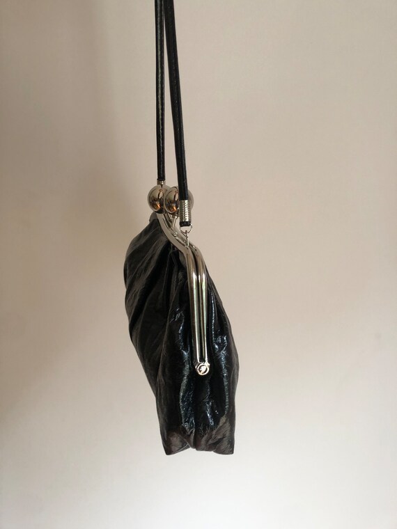 Vintage 1990s Fiorelli Black Vegan Leather Pouch Clip Clutch