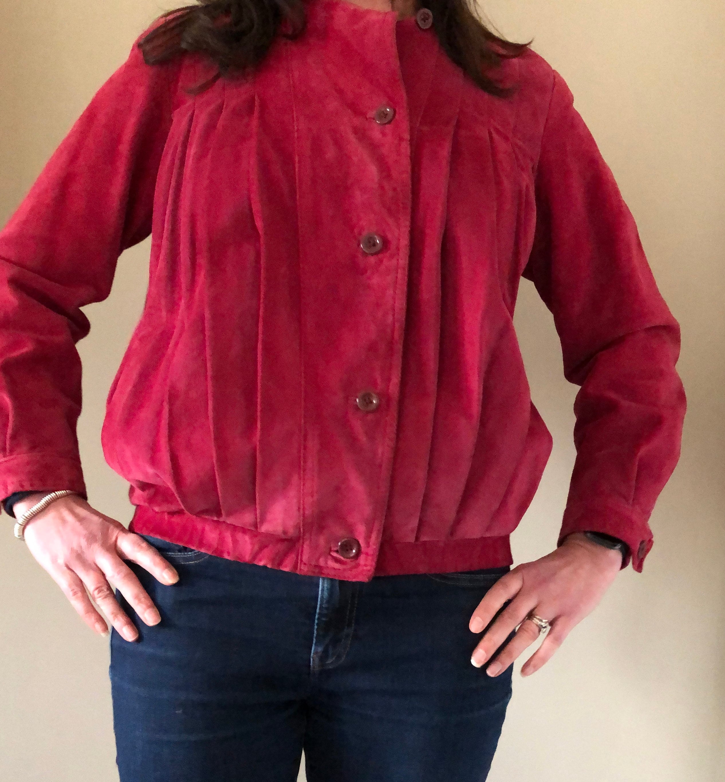Image of S Raspberry Pink Suede Jacket Women’S Size U.k.  Us