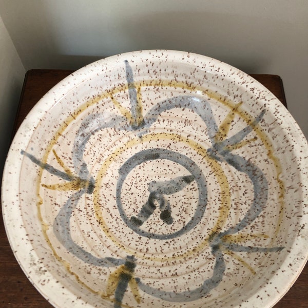 Large Bill william Hedge studio Pottery abstract Stoneware studio pottery charger bowl devon