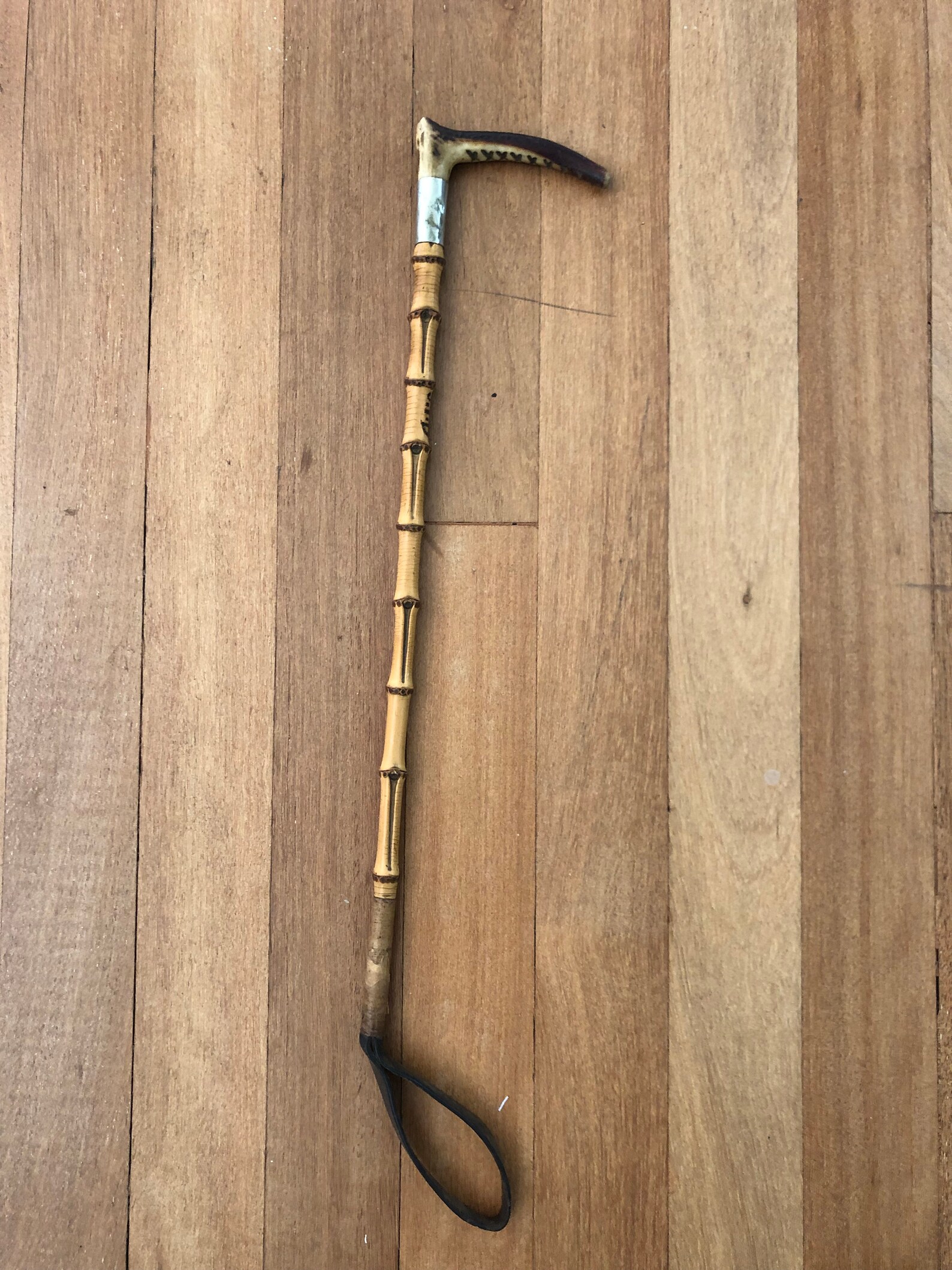 Antique Vintage antler handle bamboo stem riding crop 1920s Etsy