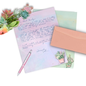 2 Piece Watercolor Floral Arrangements Digital stationary sheet for Letter Writing