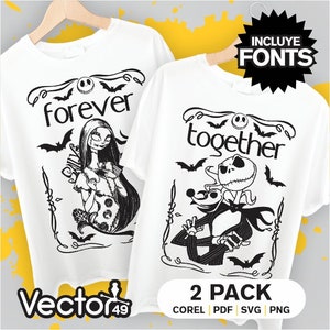 yack T-shirt, Jack y Sally t-Shirt, Sally t-Shirt, Jack y Sally vector, Jack y Sally Svg, Duo playeras Jack y Sally