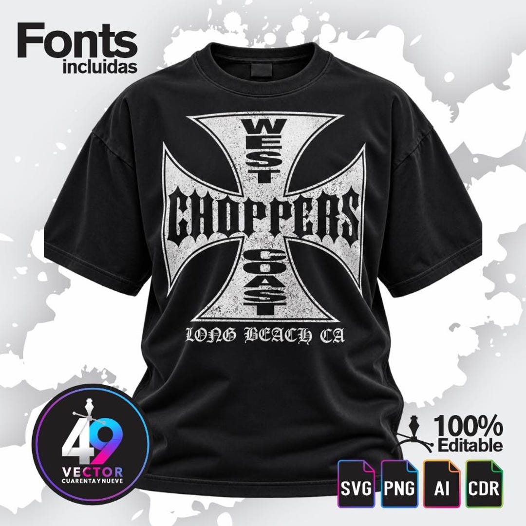 West Coast Choppers SVG, Biker T-shirt Design, Iron Cross PNG