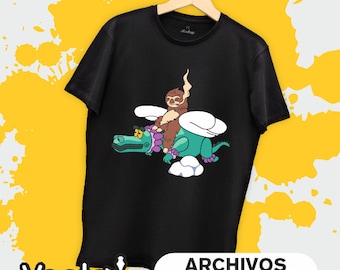 Amor Tumbado T-Shirt Design: Sloth Riding Alligator (SVG, PDF)