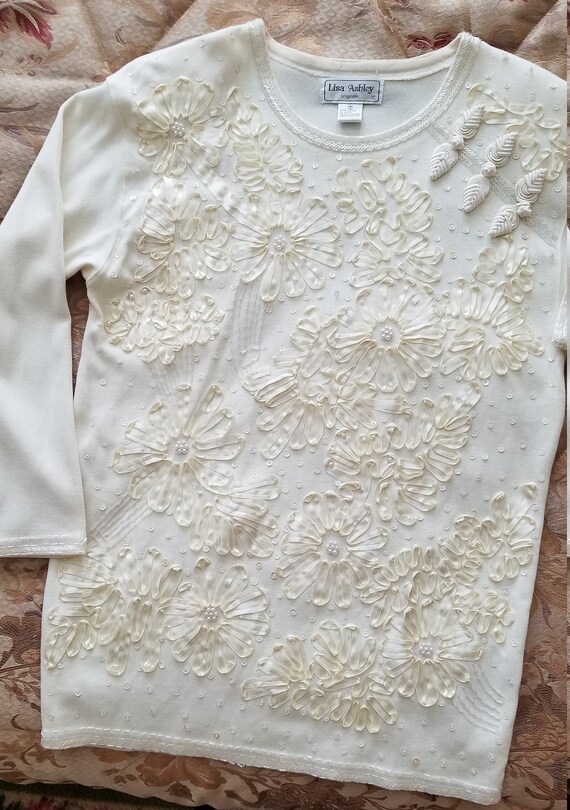 Embossed and Ribbon Embroidered Tunic Top