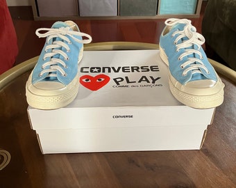 Converse Chuck 70 Low x Comme des Garcons Play Baltic Sea 2020 168303c Sz 7M 9W. Pre-Owned with Original Box