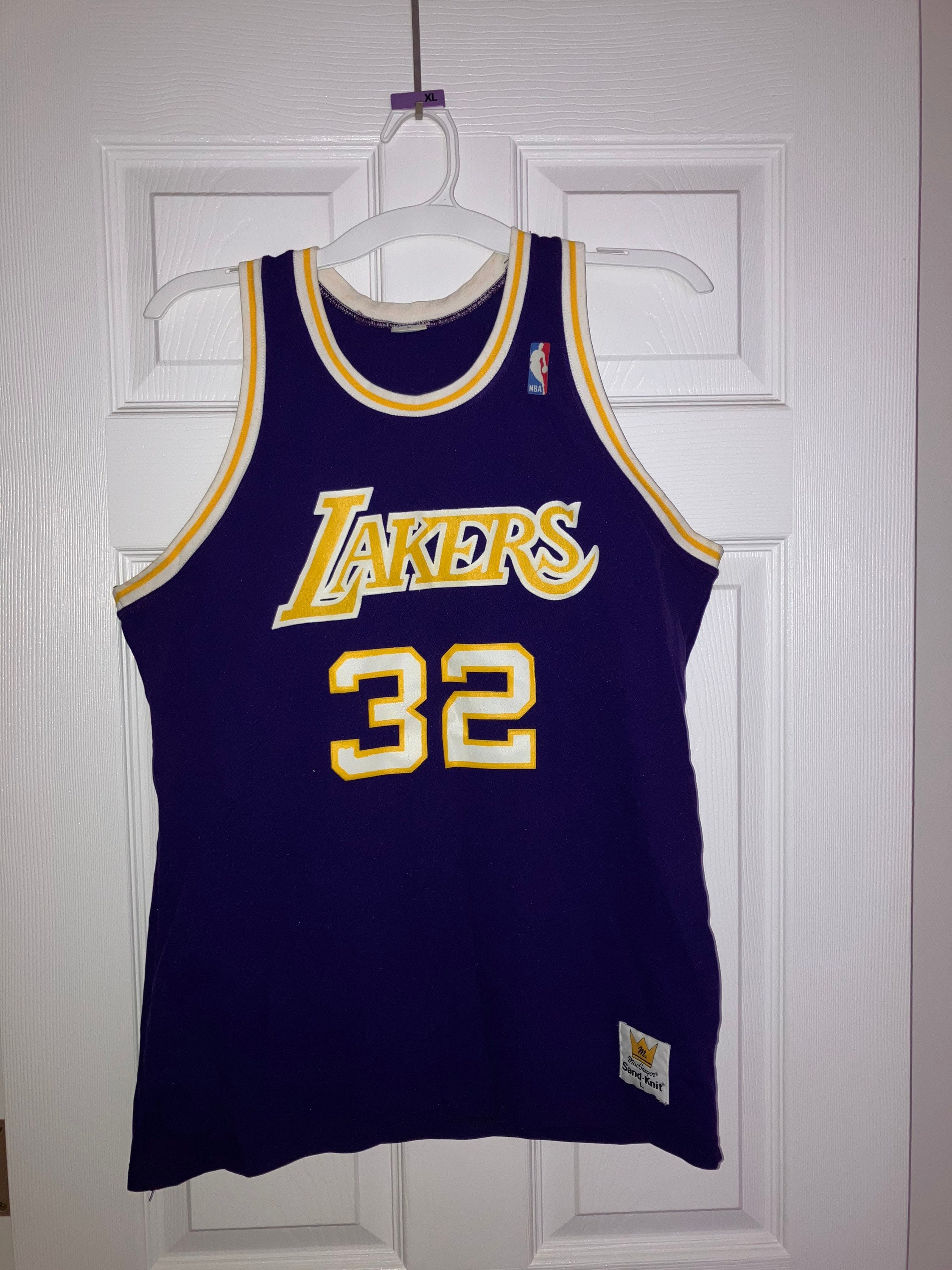 Vintage 80's Lakers Jersey Kareem Abdul-Jabbar Jersey Vintage Los Angeles Lakers Jersey Men's Small** Sand Knit Berlin, Wisconsin 1980's