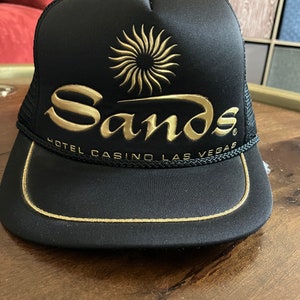 Sands Casino/Hotel Las Vegas Hat Black Gold 90s Vintage  Made In Taiwan