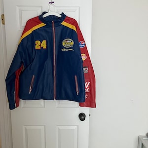 Vintage NASCAR Gordon 24 Jeff Hamiltom Nextel Leather Racing Jacket Size L