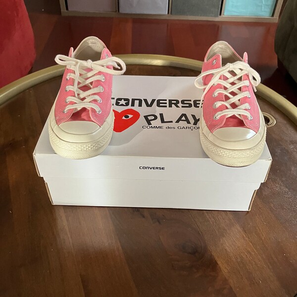 Converse Chuck 70 Low x Comme des Garcons Play Strawberry Pink 2020 Sz M7 & W9. Pre-Owned with Original Box