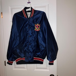 Vintage 80s Boston Red Sox Crest Satin Jacket Size XL Delong Made In USA