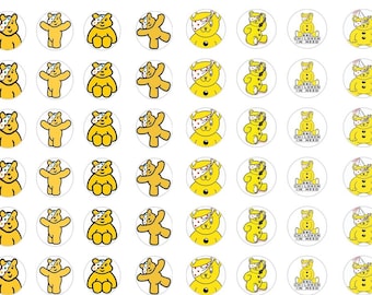 24 PRECUT SUPPORT CHILDREN IN NEED PUDSEY BEAR RICE//WAFER PAPER CUP CAKE TOPPERS