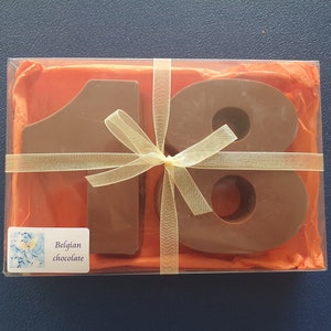 Belgian Chocolate 18th Birthday Number Ages or Anniversary, 18 year old birthday gift, anniversary present