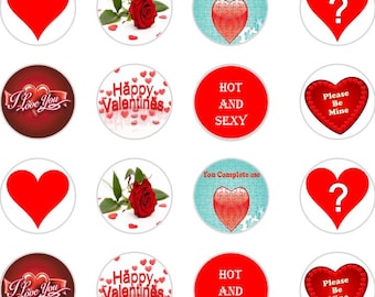 24 x Pre Cut or Un cut Valentines Day heart Rice Wafer Paper Cup Cake Toppers