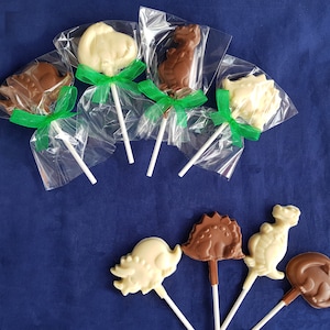 Belgian Chocolate Dinosaur Lollipops: Party Favors