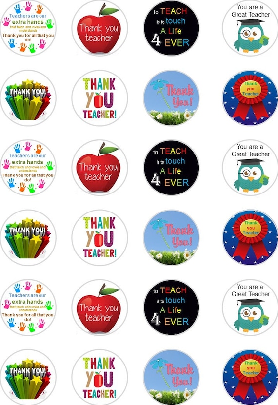 24 Thank You Teacher Cupcake Fairy Cake Toppers Edible Rice Paper Decorations & Cake Toppers 24 Thank You Teacher Cupcake Fairy Cake Toppers Edible Rice Paper Decorations & Cake Toppers