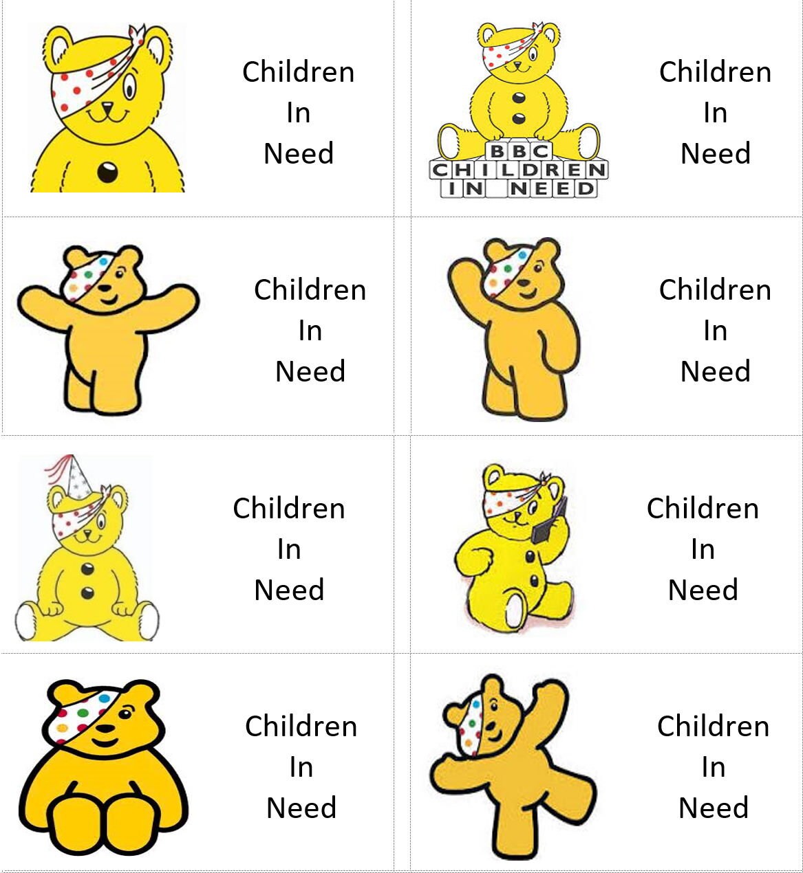 40 X Children in Need Pudsey Bear Day M Labels/stickers Etsy UK