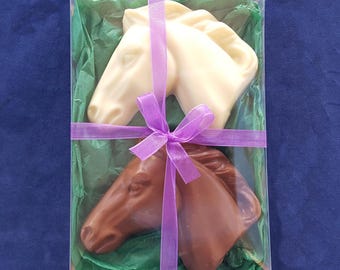 Belgian Chocolate Horse Heads: Milk & White Chocolate Gift Box