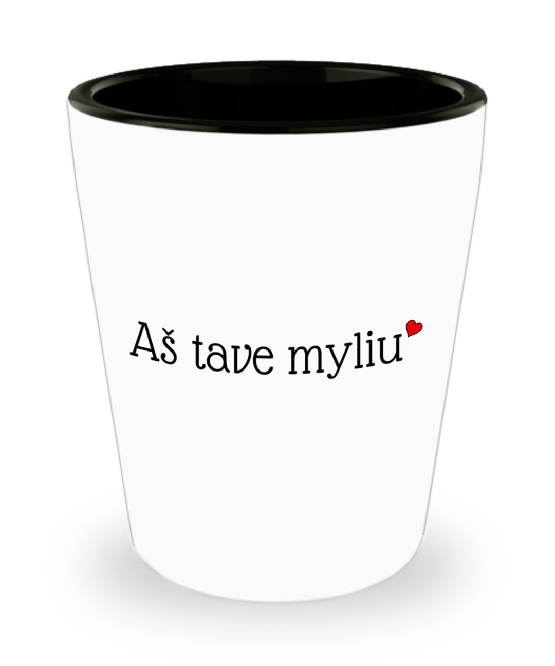I Love You in Lithuanian With a Heart Ceramic Shot Glass Etsy