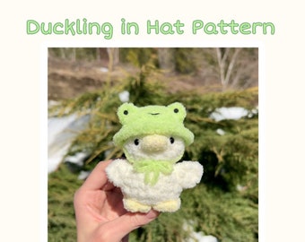 Crochet Duckling in Hat Plushie PATTERN