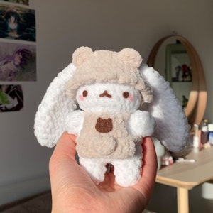 Crochet Baby Bunny in Hat and Overalls Plushie PATTERN image 10