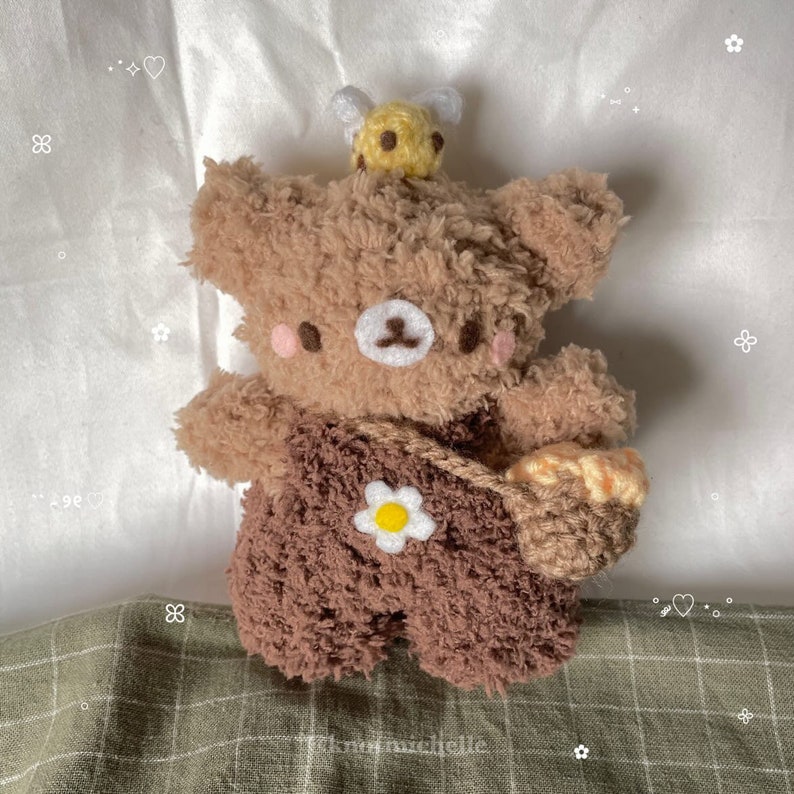 Crochet Honey Bear in Overalls Plushie PATTERN image 3