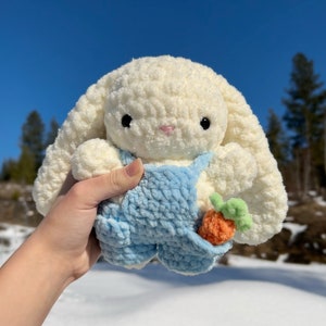 Crochet Baby Bunny in Hat and Overalls Plushie PATTERN image 6