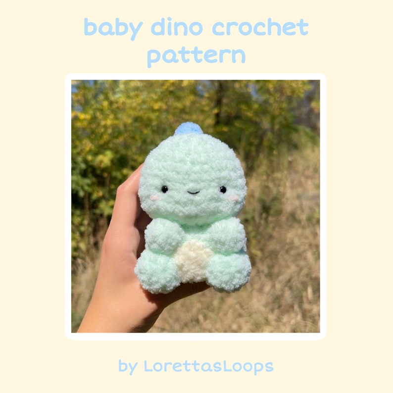 Baby Dino Plushie Crochet PATTERN zdjęcie 1