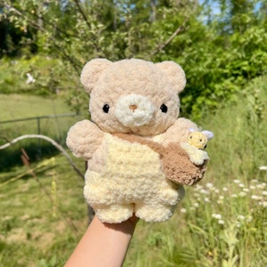 Crochet Honey Bear in Overalls Plushie PATTERN image 2